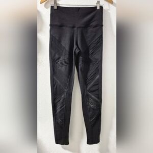 Alo Yoga Women's Black Moto Ribbed High Rise Full Length Leggings Size Medium